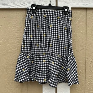 Old Navy Pull-On Elastic Tiered Midi Skirt Girl’s Size 8 Gingham Plaid Floral - Picture 1 of 5