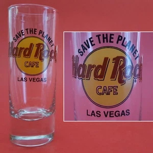 Hard Rock Cafe Las Vegas Save the Planet Shot Glass. Yellow & Red. Black Letters - Picture 1 of 4