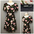 Oasis Black Floral Cut Out Retro Dress Uk 8 Eur 36 Us 4 Lined Summer Holiday