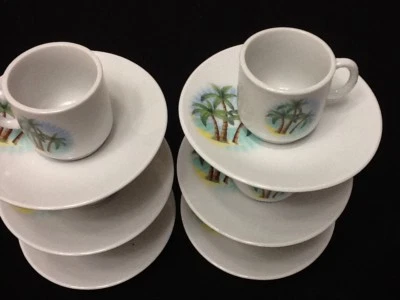 Juego de tazas de café espresso cubano de 2 oz. Platillo 12 tazas Tacita cafesito Palmas Taza Foto 1 de 4