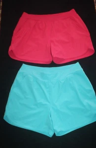 2 Pair Lands End Board Swim Shorts w/Attached Panty Size 16 Women's Blue Pink - Picture 1 of 10