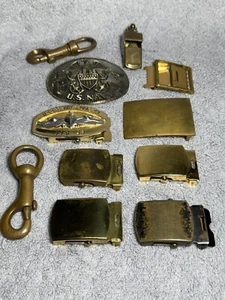 Vintage Military Brass Belt Buckles Lot And More - Picture 1 of 11