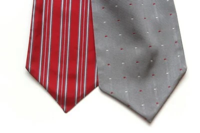 NWT Grey and Red Striped Reversible Silk ascot Camellucci A172 - Image 1 of 4