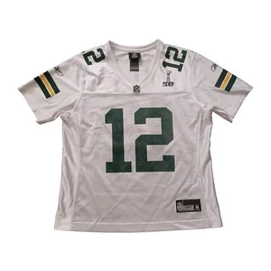 Reebok Green Bay Packers Aaron Rogers #12 Jersey Womens Large White Super Bowl - Picture 1 of 19