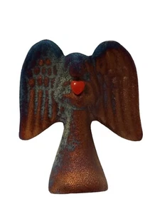 Spirit Angel Raku Figurine with Red Heart Small Jeremy Diller 2" Gift Box - Picture 1 of 8