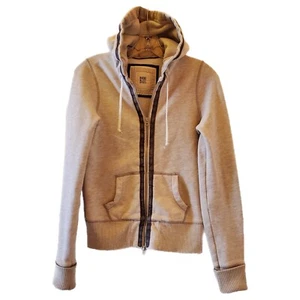 Y2K Ruehl 925 Hoodie Womens Size Medium Long Sleeve Full Zip Biege Accent Trim - Picture 1 of 13