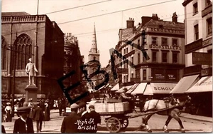 BRISTOL HIGH STREET SHP FRONTS HORSE CART REAL PHOTO VINTAGE POSTCARD - Picture 1 of 2