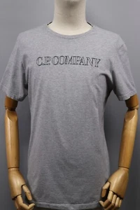 C.P. COMPANY Big Rubber Logo Gray Cotton Made in Italy Mens T Shirt Size US M - Picture 1 of 24