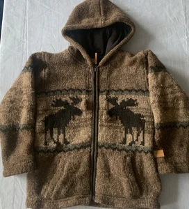 Kyber Outerwear Size S/MMoose Sweater Hoodie Full Zip 100% Wool NEPAL Lined Warm - Picture 1 of 9