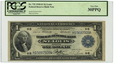 FR.732 $1 1918 Federal Reserve Bank Note St. Louis VF30PPQ PCGS 950750-84 - Image 1 of 3