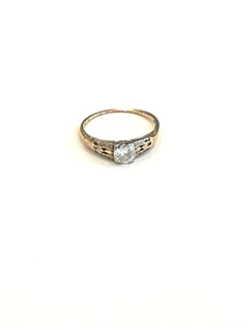 Anello di fidanzamento vintage in oro giallo 14 kt/12 kt con diamanti misura 6 - Foto 1 di 7