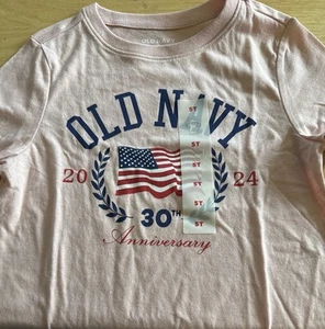 Old Navy Pink Shirt With Flag 30Th Anniversary 2024 (5T) New - Picture 1 of 2