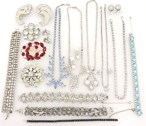 Vintage Unsigned Juliana Weiss Kramer Eisenberg Crystal Rhinestone Jewelry Lot - Picture 1 of 22