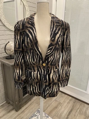 Vintage 1980’s Paolo Santini 100% Pure Silk Blazer Jacket Sz 12 Animal Print - Image 1 of 4