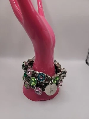 Vintage Sedini Crystal Statement Bracelet Silver Tone Rhinestone Designer Style - Image 1 of 4