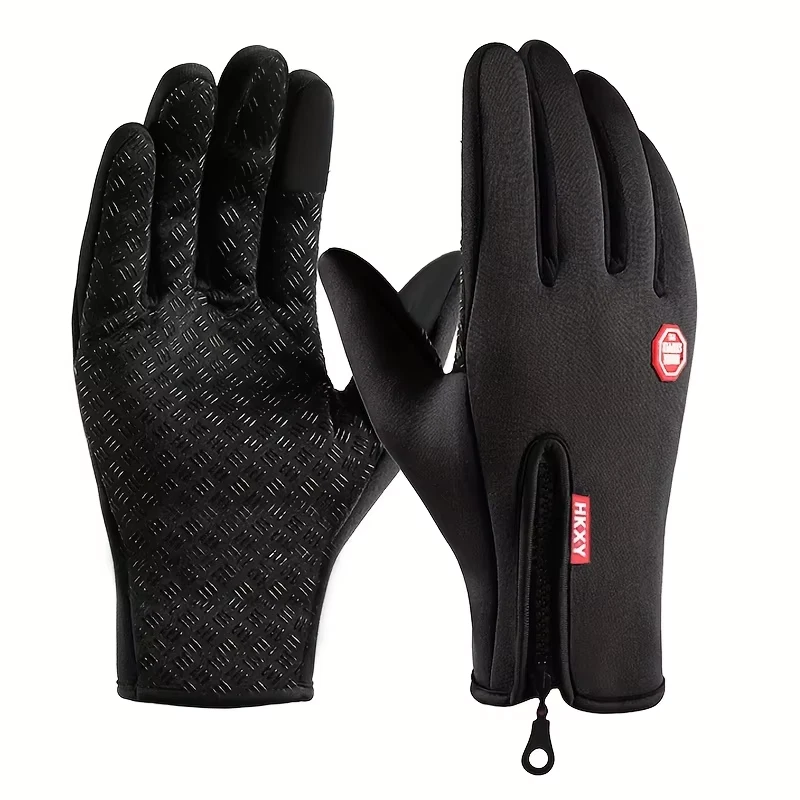 Luvas de inverno touchscreen masculinas femininas quentes à prova de vento ciclismo condução antiderrapante - Imagem 1 de 4
