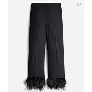 J. Crew Collection Hose Ingrid Größe 6P schwarz Federbesatz Satin Krepp hohe Taille - Bild 1 von 10
