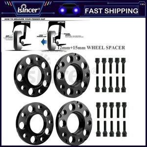 12 + 15mm 5x120 Wheel Spacers HubCentric For BMW F Series F30 F32 F33 F80 F10 - Picture 1 of 14