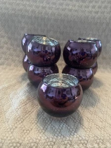Mercury Glass Purple  Flameless  Tea Light Holders Set Of 9 2in X 2 in - Picture 1 of 5