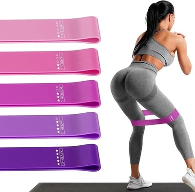ZEROLIMITS 5er Set Widerstandsbänder Pink Lila (Loop Bands) Latex Fitness Yoga + Beutel