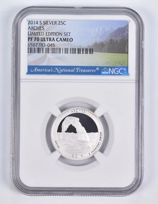 2014-S Silver PF70 ANT Arches Quarter Limited Edition NGC *5543 - Image 1 of 4