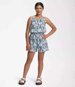 THE NORTH FACE Amphibious Romper Girls XL 14/16 Blue Floral Short Stretch Active - Picture 1 of 16