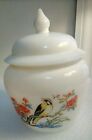 Vintage Avon White Milkglass With Lid Ginger Jar With Bird? 1970'S, Used Ac
