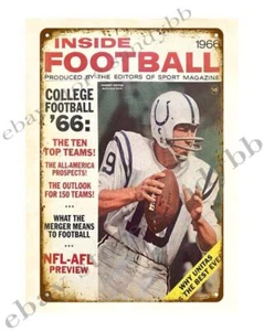 1966 Football Johnny Unitas Metall Blechschild Schlafzimmer Dekoration Themen - Bild 1 von 4