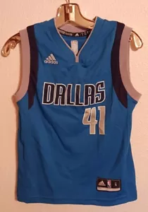 Dallas Mavericks Adidas Kids Blue Jersey Dirk Nowitzki #41 Size Small - Picture 1 of 4