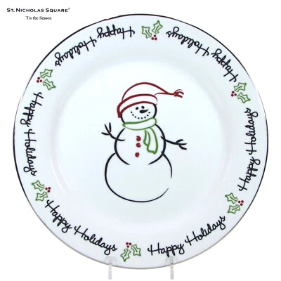St. Nicholas Square TIS THE SEASON 10.75" Dinner Plate Snowman Happy Holidays - Image 1 of 4