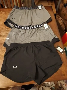 Under Armour Play Up 3.0 Womens Shorts Black, 2 Gray Black Large - Picture 1 of 5