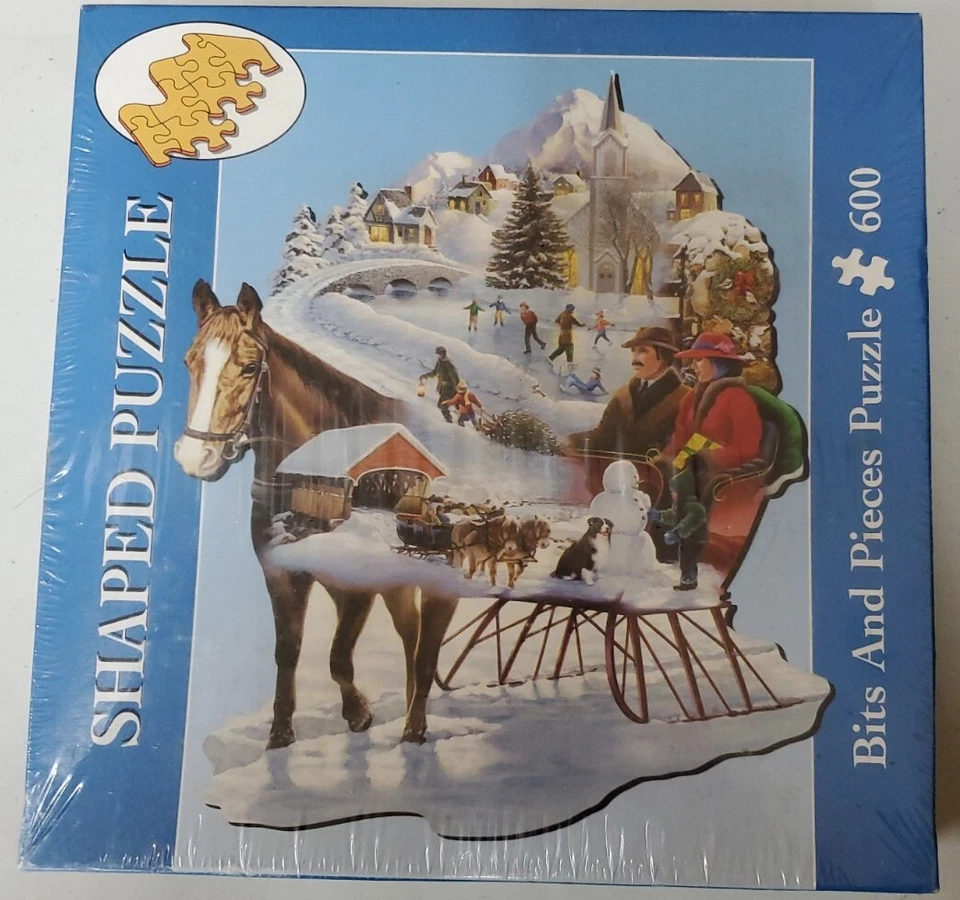 BITS AND PIECES SHAPED PUZZLE 600 PC WINTER WONDERLAND - New in Wrapper - Image 1 of 1