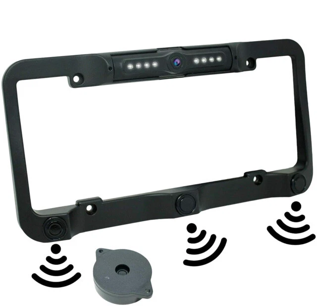 Makerfire 4332965462 Car Backup Camera License Plate with 2 Radar Detector Sensor
