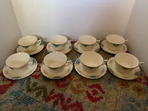 1940s Canonsburg Pottery Lenora Coffee Cup & Saucer Sets (S/8) - Picture 1 of 3