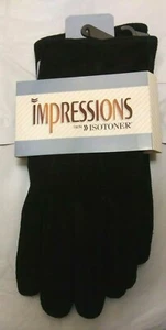 New w/ tags Isotoner black suede gloves w/ polyester lining - size M - Picture 1 of 5