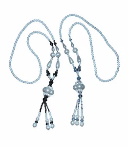 Modeschmuck  Perlenkette Longkette  Kette Halskette  weiß metallic elegant  Neu - Bild 1 von 6