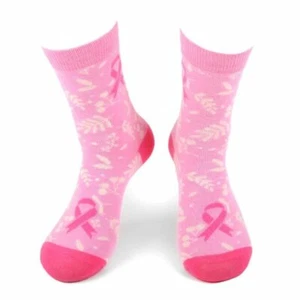 Damensocken Brustkrebsbewusstsein rosa Band hübsch lustig Neuheit - Bild 1 von 5