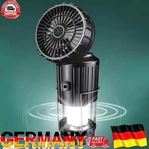 Solar-Camping-Laterne mit Ventilator wiederaufladbar über USB für Zelte Stromaus - Bild 1 von 9