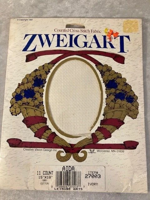 Zweigart Cross Stitch Aida Fabric Ivory 11 Ct 15" x 18" Made in Germany NEW - Image 1 of 4