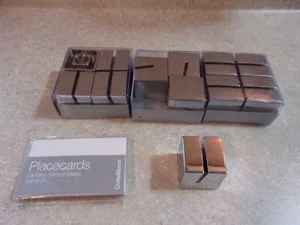 Set of 12 Crate & Barrel Modern Glossy Heavy Metal Cube Placecard Holders - Picture 1 of 2