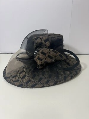 Vintage Night Studio New York Gatsby Derby Hat Pillbox Brim Seq Brown - Изображение 1 из 4