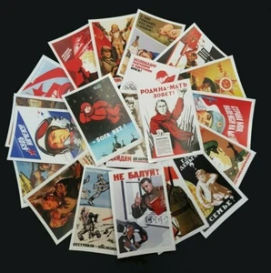 20 Soviet Russian Propaganda Posters - Gloss Stickers GAGARIN, WW2, COLD WAR - Picture 1 of 1
