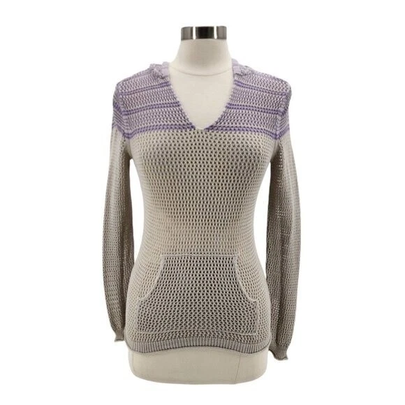 Sudadera con Capucha Juicy Couture Gris Púrpura Ajustada Tejido Abierto Suéter Para Mujer Mediana Foto 1 de 4