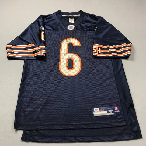 Chicago Bears Jersey Mens Medium Blue Orange Jay Cutler #6 Reebok NFL Logo Shirt Cover