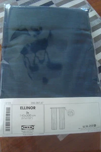 NEW Ikea ELLINOR 100% Linen Curtains Light Filtering 57"x118" 1 Pair Dark Blue - Picture 1 of 5