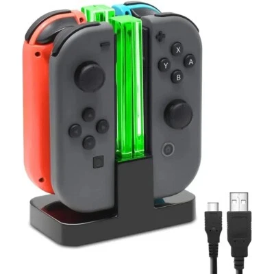 Dock station de carregamento LED para Nintendo Switch Joy-Cons quatro controles carregador - Imagem 1 de 4
