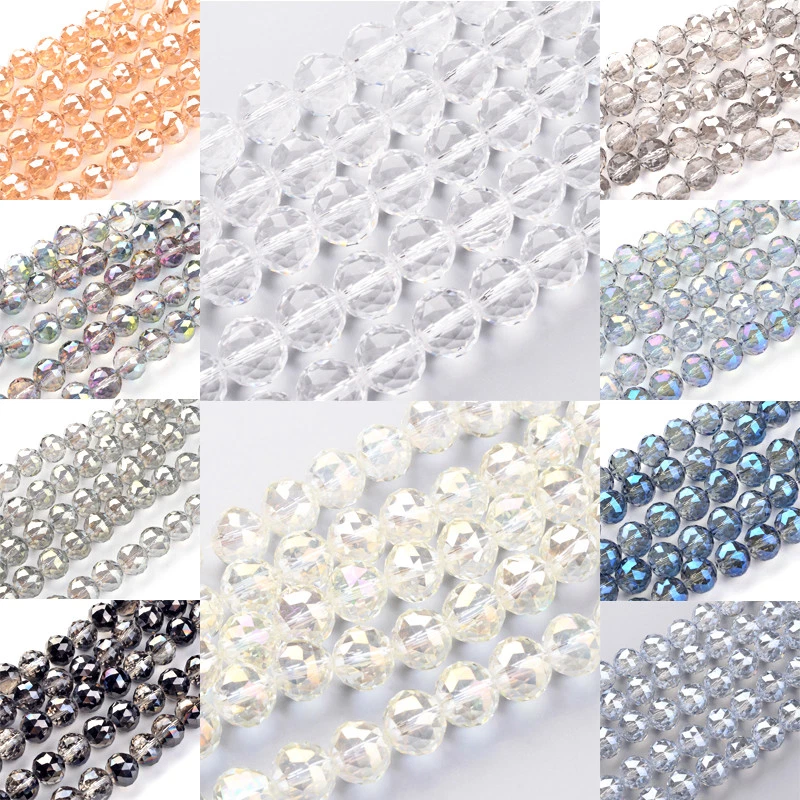 8.6" Strd Gorgeous Faceted Glass Beads Round Mini Loose Beads Crafting 14~20mm - Image 1 of 1