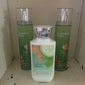 NEW Bath & Body Works Cucumber Melon 8 Oz Body Mist 2 Spray & Lotion Set Lot x 3 - Picture 1 of 3
