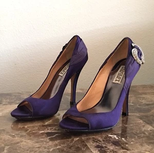 Badgley Mischka Open toe Heels Shoe Purple Rhinostones US 6 - Picture 1 of 12