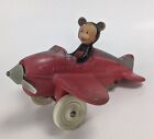 Vintage Sun Rubber Mickey's Air Mail Rubber Toy Airplane in Red f/s 